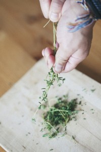 Fresh thyme and crushed chili salt